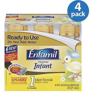 美国美赞臣Enfamil 精装婴儿成长配方液体奶 即喝型  一段（8盎司 x 6盒）x 4
