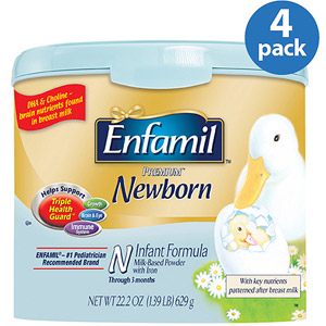 美国美赞臣Enfamil 新生婴儿配方奶粉 （0-3个月） 22.2盎司 x 4