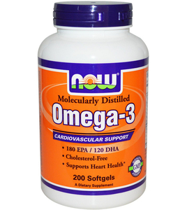 Now Foods, Omega-3, Cardiovascular Support预防心血管疾病, 200 粒