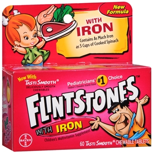 Flintstones Children's儿童多种维生素和铁咀嚼片 香橙味60粒