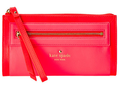  Kate Spade New York 西瓜红真皮腕带钱包 手包