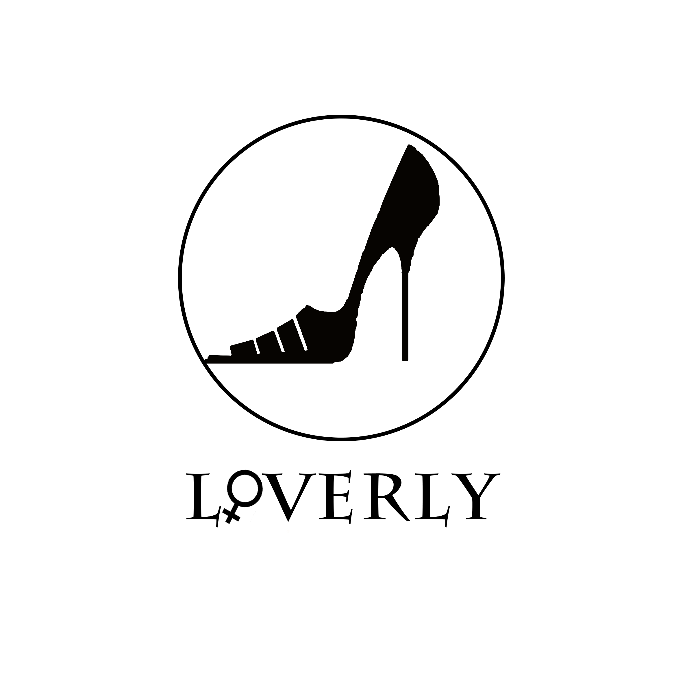 logo:高跟鞋是代表女性,时尚的象征  loverly的o采用女性符号代替.