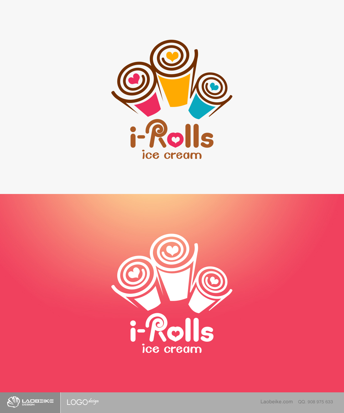 i-rolls ice cream 冰淇淋店logo设计